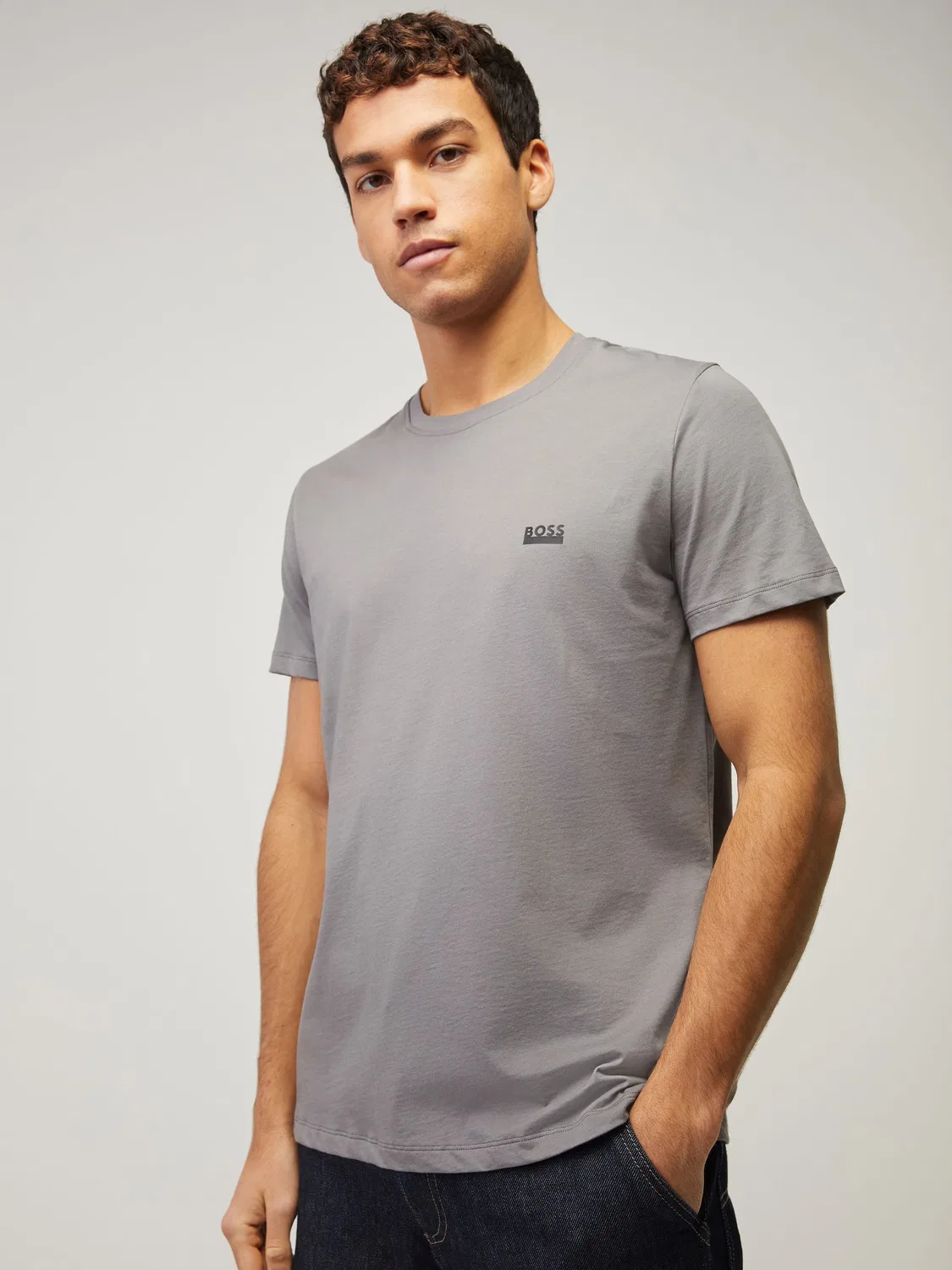 Футболка хлопковая BOSS Regular Fit, серая
