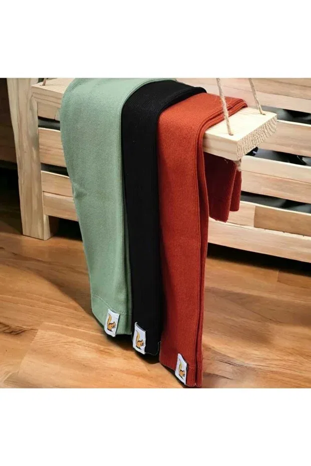 Детские для девочек комплект колготок с принтом 3-Pack camisole ribbed tights Bebeğime Çorap, Mint-Tile-Black — фото 2