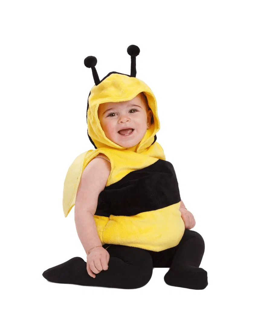 Костюм пчелки с капюшоном и крыльями, модель Fuzzy Bee Hooded Tunic Costume Dress Up America, Black & Yellow