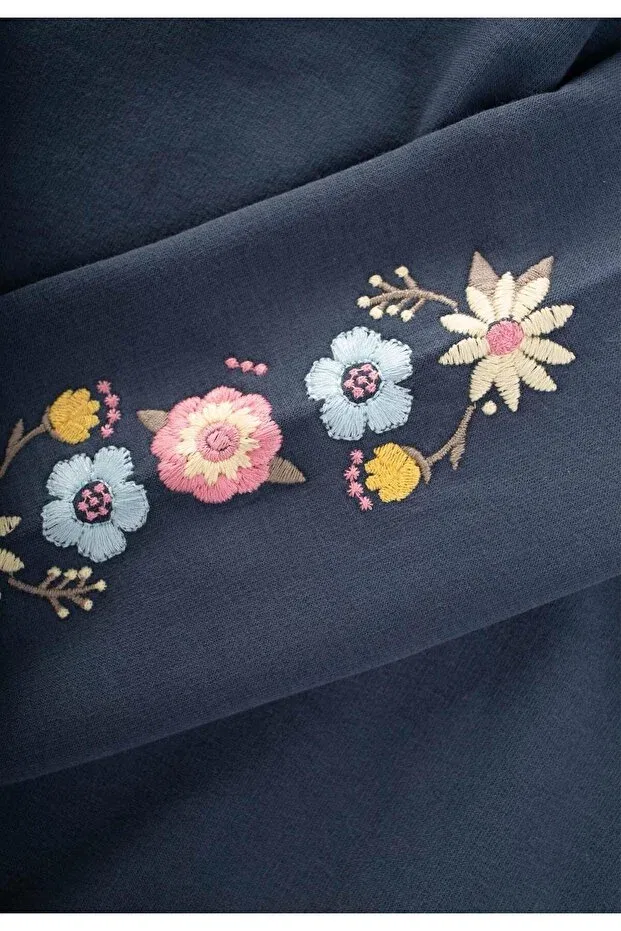 Детские свитшот для девочек с вышивкой Cigit, Navy Blue — фото 3