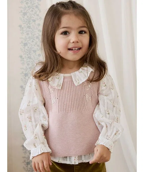 Детский свитер с цветочной вышивкой Sweetpea Marle Abbie Flower JAMIE KAY, Розовый