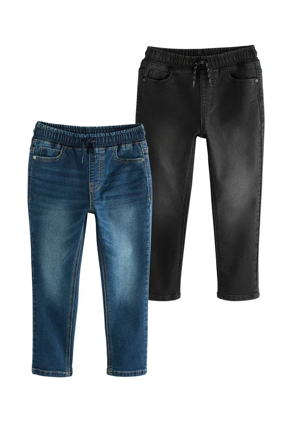 Брюки из стрейч-хлопка 2 шт, tapered fit, Next, Navy, черный/темно-синий