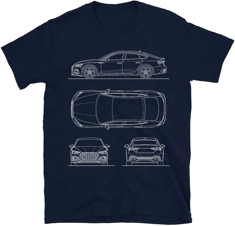 Мужская футболка с принтом RS 5 Sportback Blueprint Ofmtees, Navy