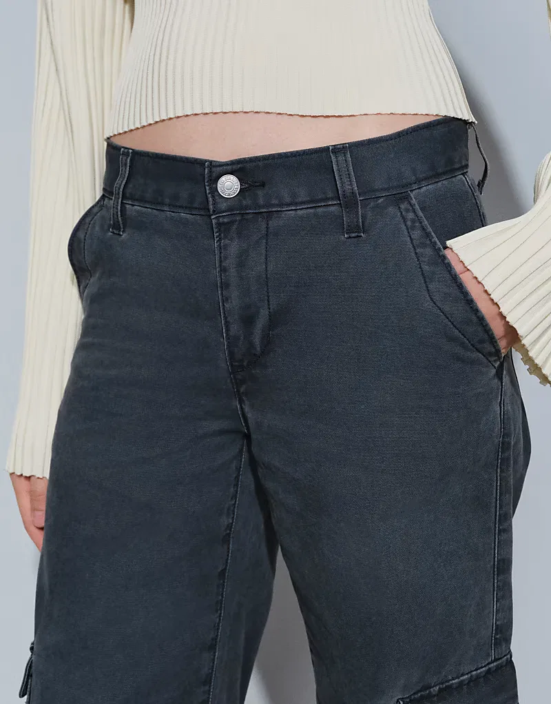 Свободные брюки-карго Levi's Superlow, выцветшего, черный — фото 4