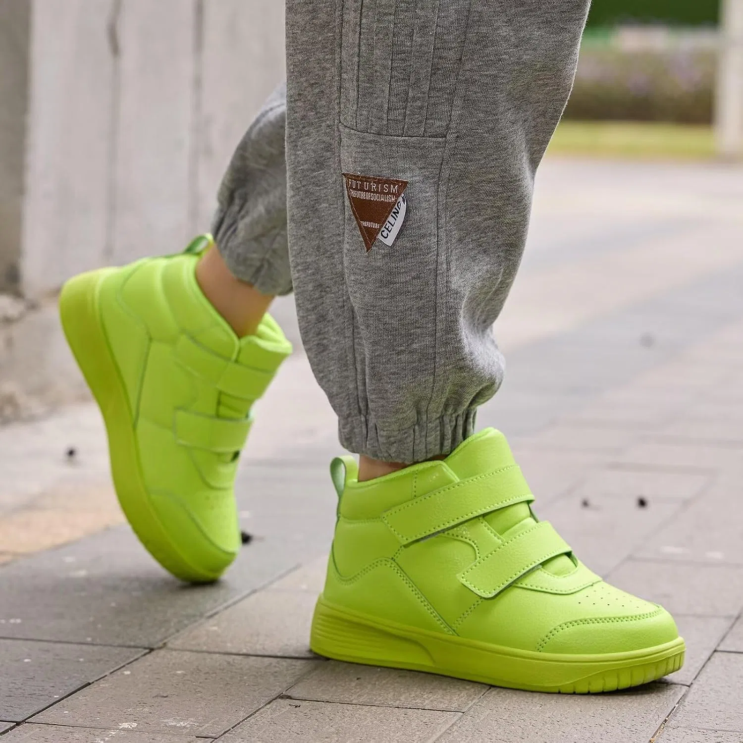 Детские кроссовки с высоким верхом Yadurdu, Fluorescent Green — фото 2