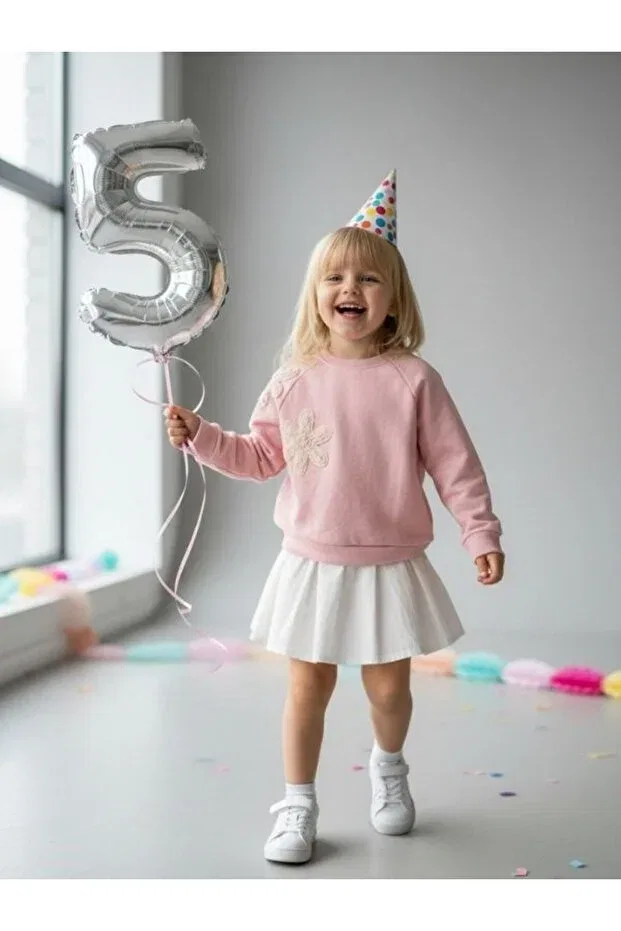 Детские свитшот для девочек хлопковый с бисером Zekids, Pink — фото 2
