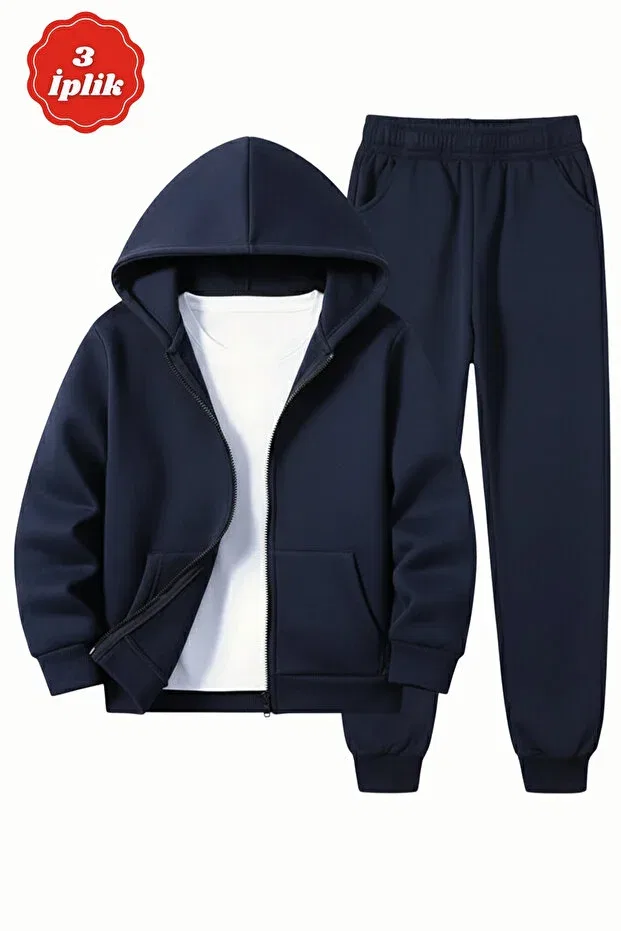 Детский спортивный костюм для мальчиков из флиса с капюшоном Fyk Kids, Navy Blue