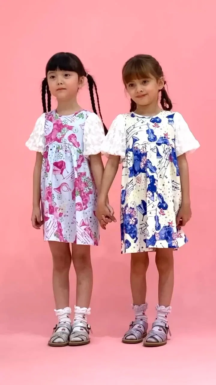 Детское платье с принтом Music Flower Print hakka kids, Sax Blue — фото 2