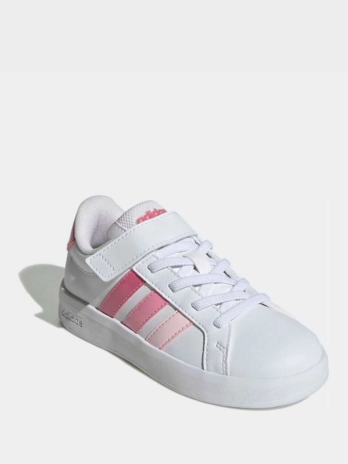 Кроссовки детские adidas Grand Court 3.0 Elastic Lace, бело-розовые — фото 3
