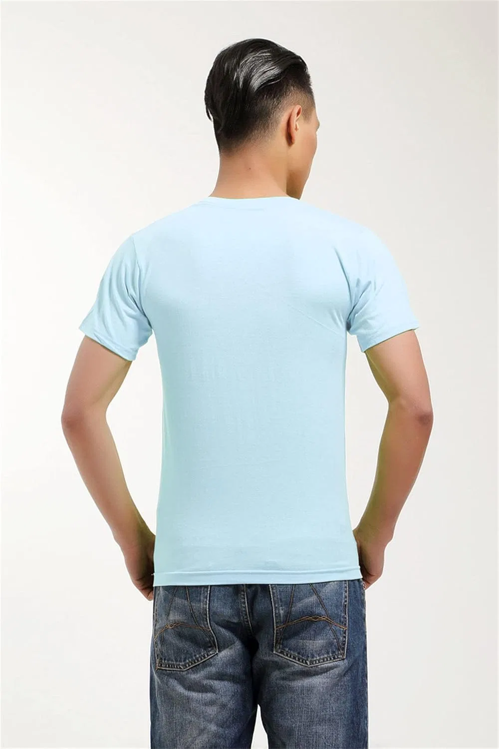 Мужская футболка с круглым вырезом хлопковая Heavyweight Cotton, Light Blue — фото 4