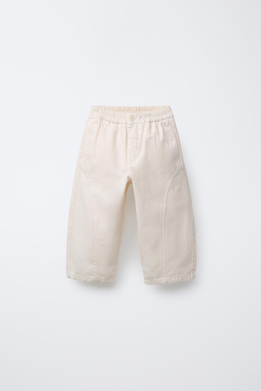 

Холщовые брюки с воздушным шаром ZARA, экрю