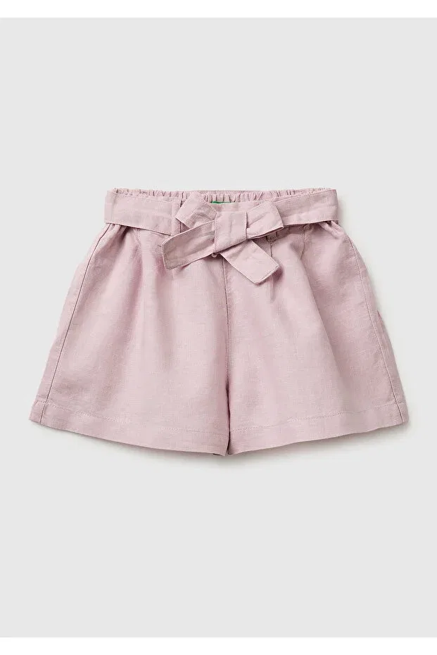 Детские шорты для девочек плиссированные с поясом United Colors Of Benetton, Dried Rose