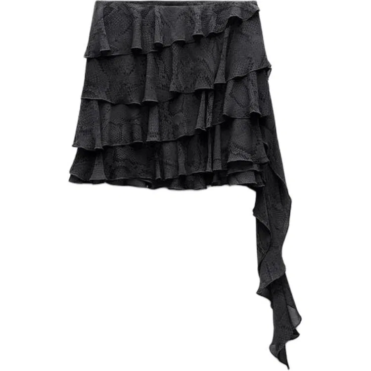 Женская юбка повседневная с принтом ZARA, Dark Gray