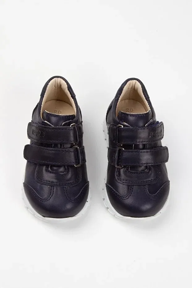 Детские кеды для девочек кожаные Elba children's dark navy blue leather sneakers reflective w400-04 Paqpa, Dark Navy Blue — фото 3