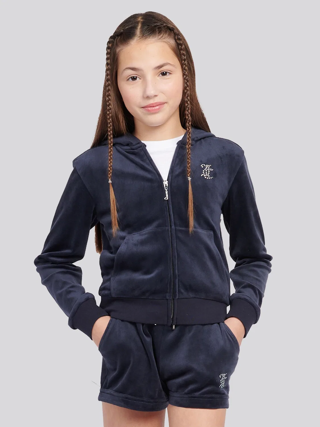 Худи на молнии для девочек Mini Diamante Juicy Couture, синий