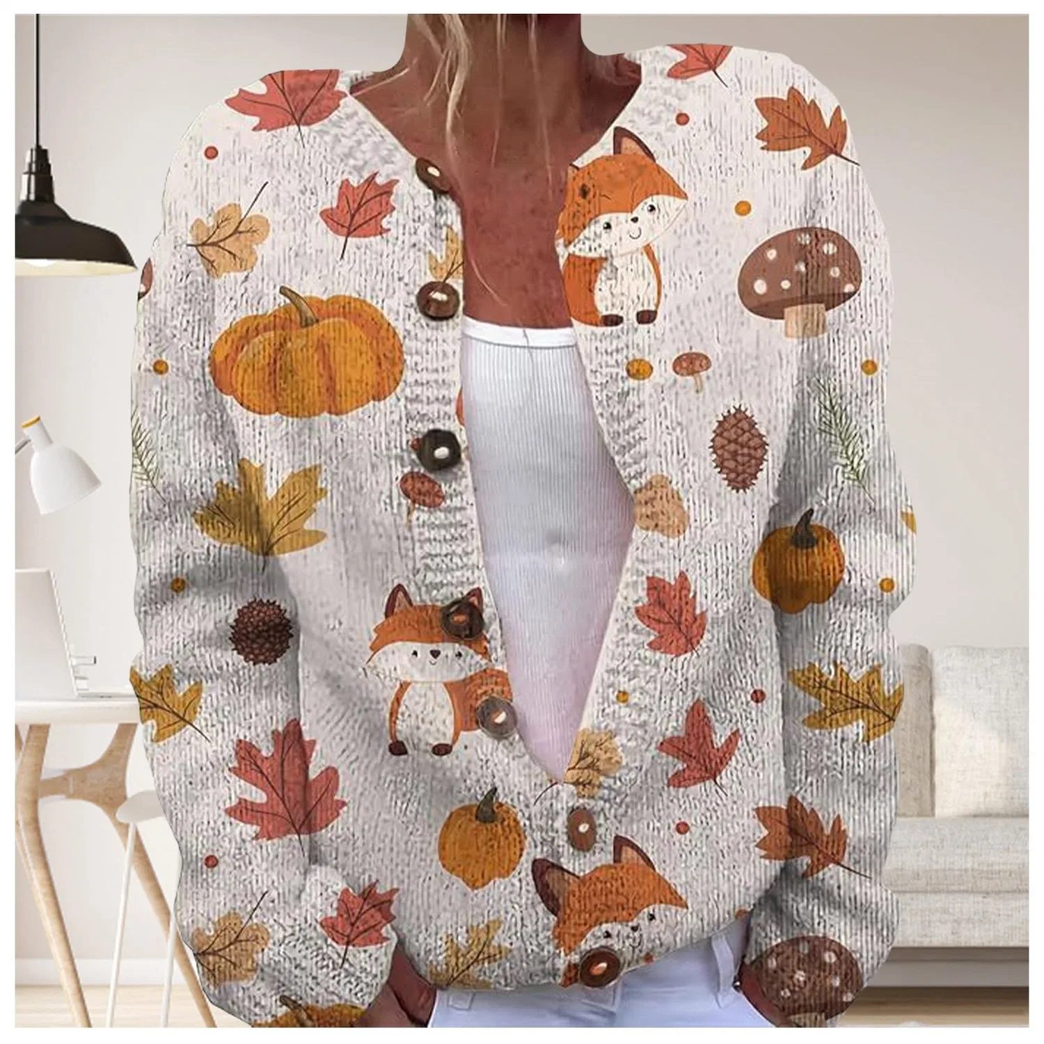 Женский кардиган с принтом Vintage Floral Print, Motivo 08 — фото 2