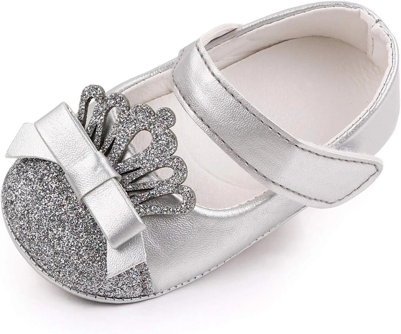 Детские туфли для девочек с принтом Crown Shoe, Silver — фото 2