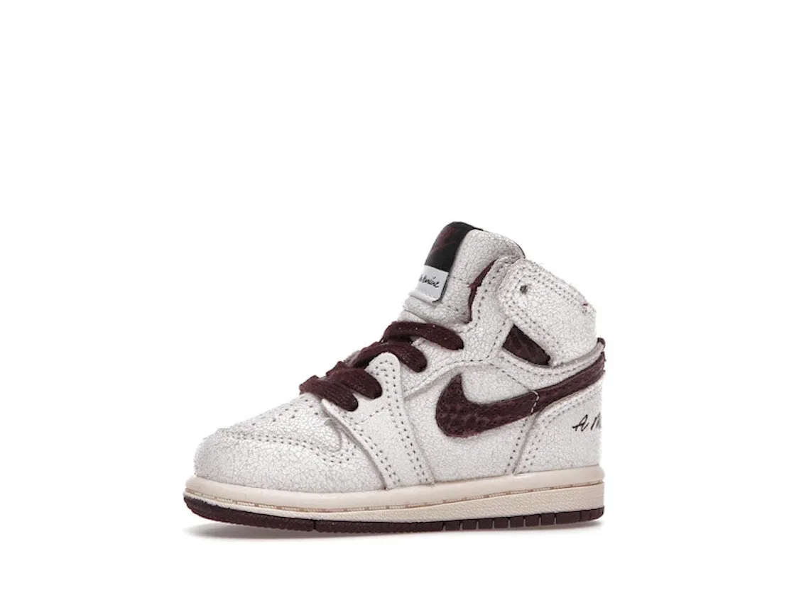 Детские кроссовки с принтом Jordan 1 Retro High OG A Ma Maniere Jordan, Sail/Burgundy Crush — фото 3
