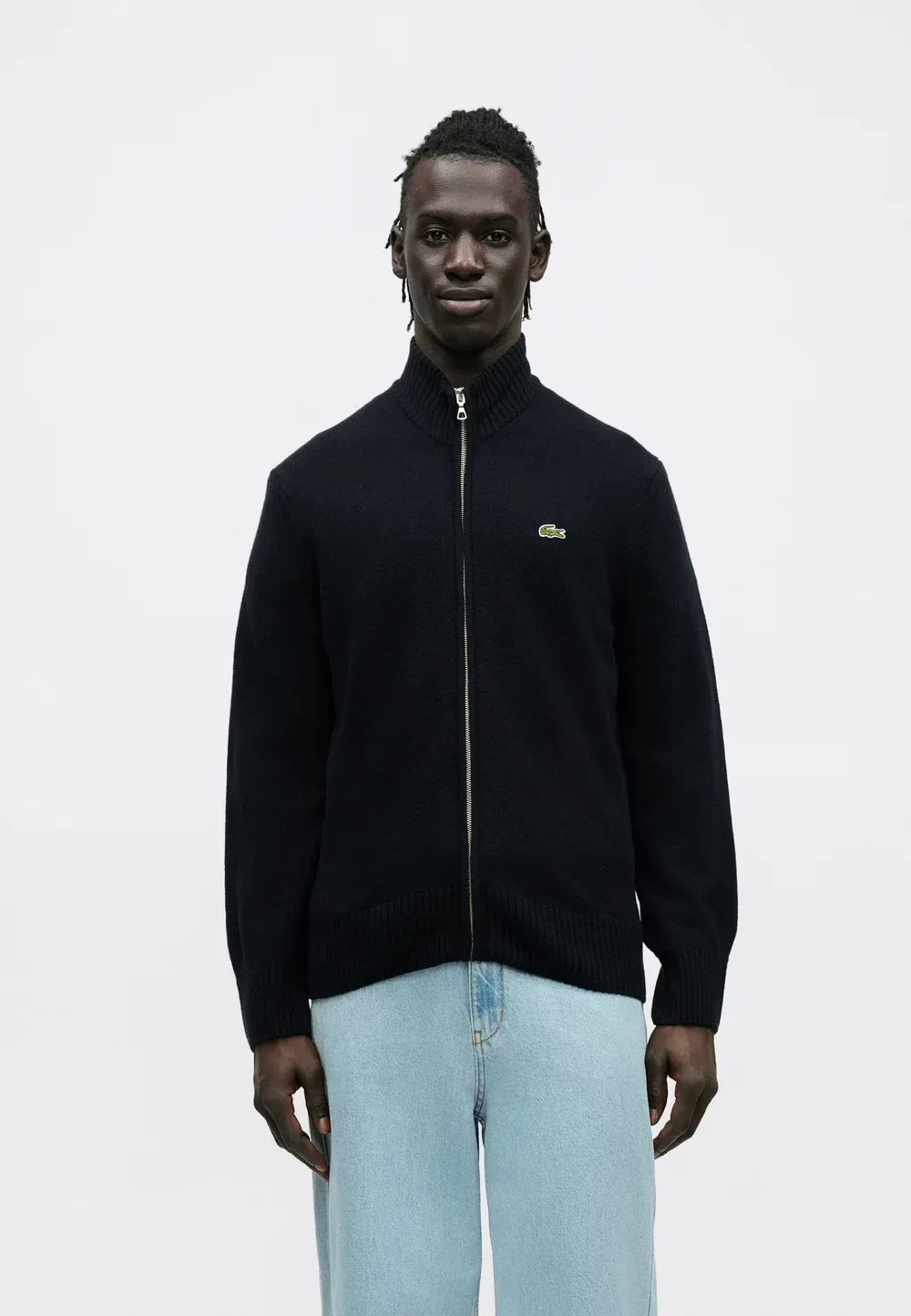 Кардиган Lacoste, шерсть, однотонный, темно-синий