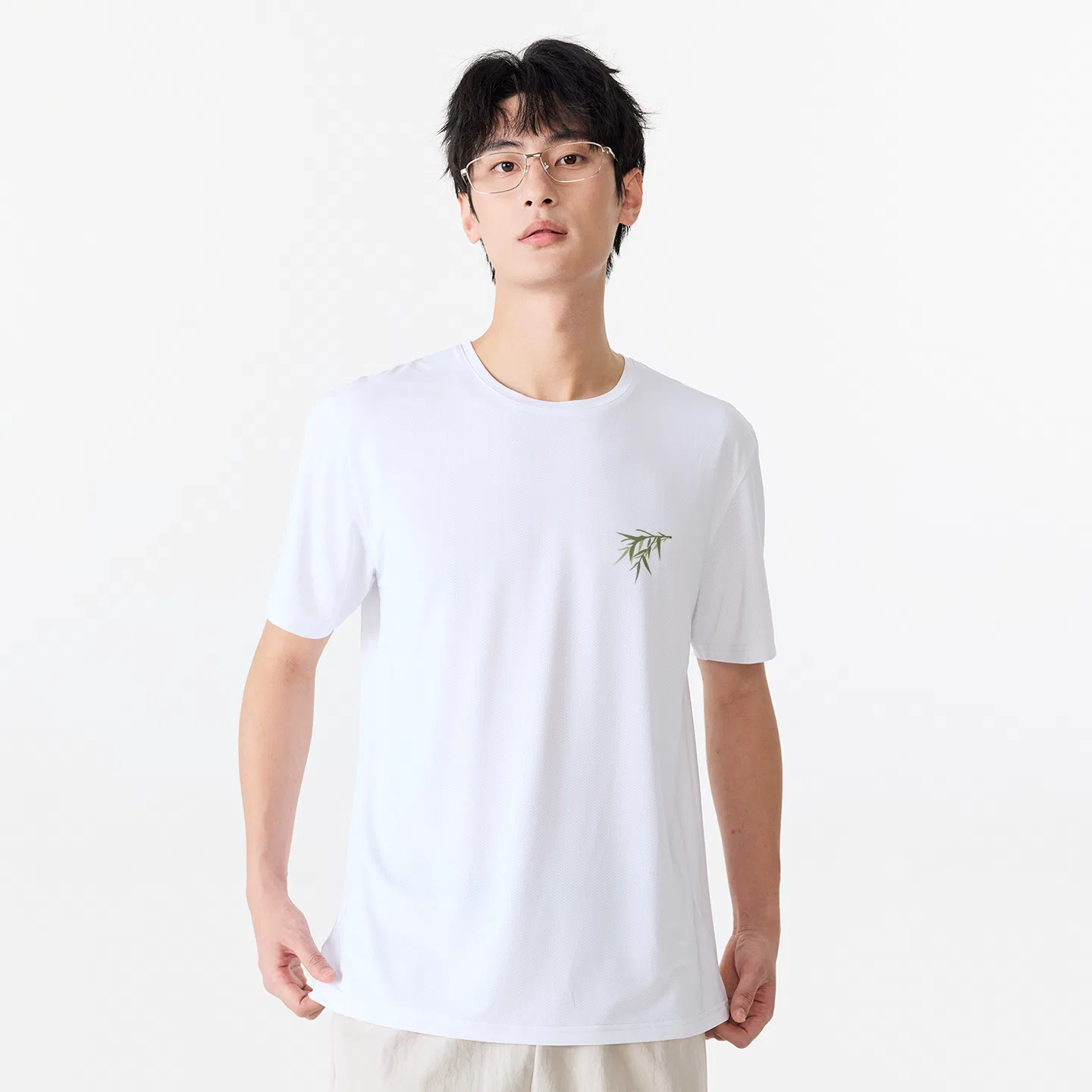 Детская футболка с коротким рукавом MINISO, Ice Silk Quick Dry White (Ma Tuiduo Bamboo Green Chest Label) — фото 4