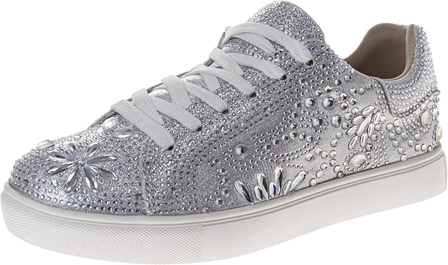 Детские кеды для девочек с блестками Badgley Mischka, White/Silver