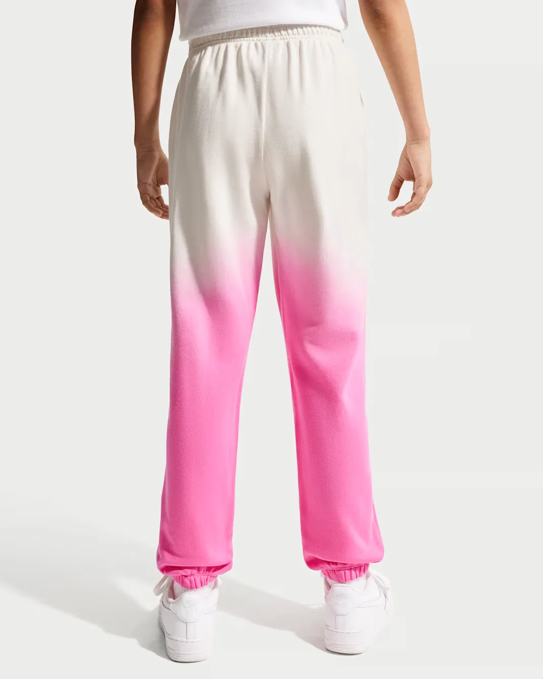Свободные брюки для девочек (подростков) Nike Sportswear Studio Fleece, Sail/Playful Pink — фото 3