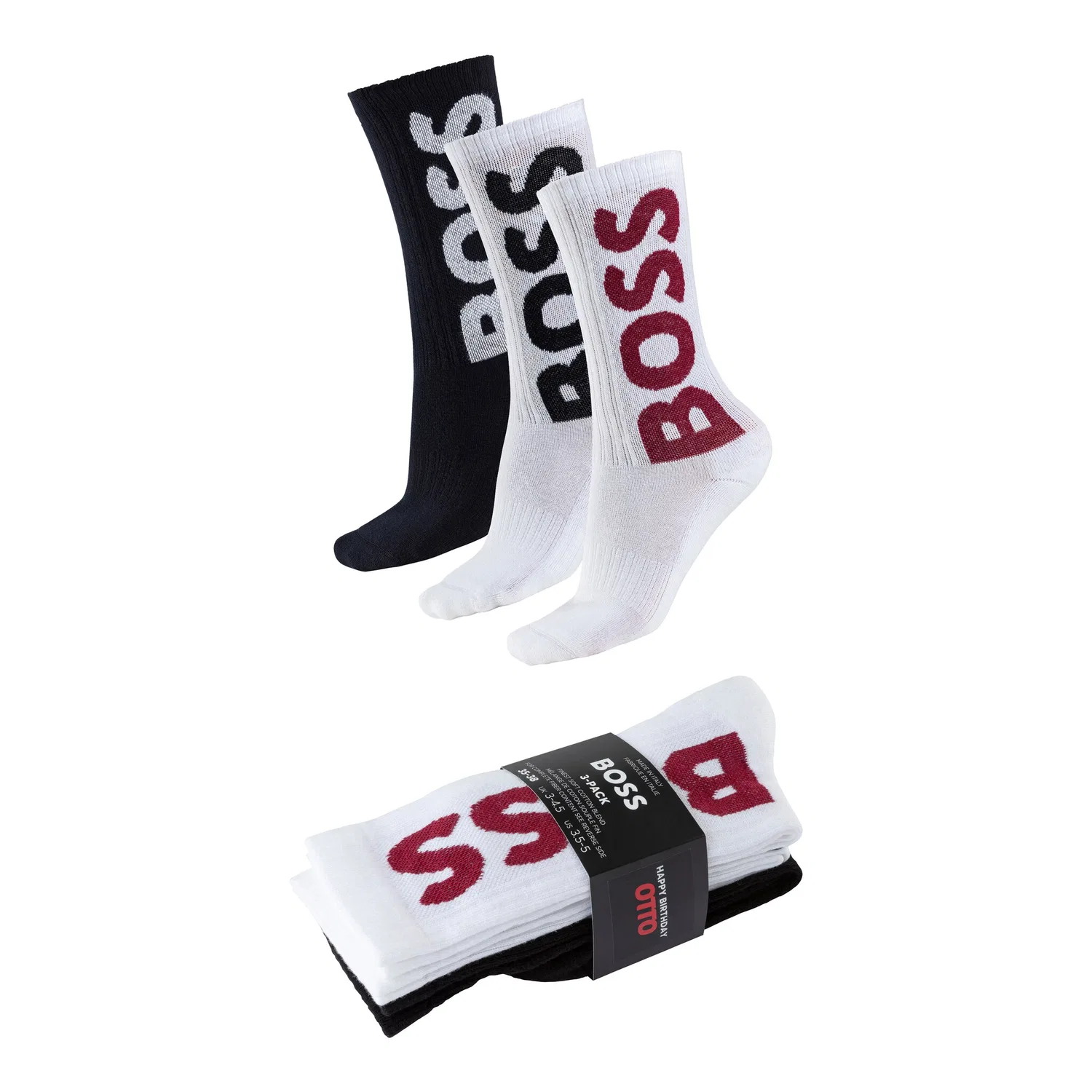 Унисекс носки с логотипом BOSS, White/Black