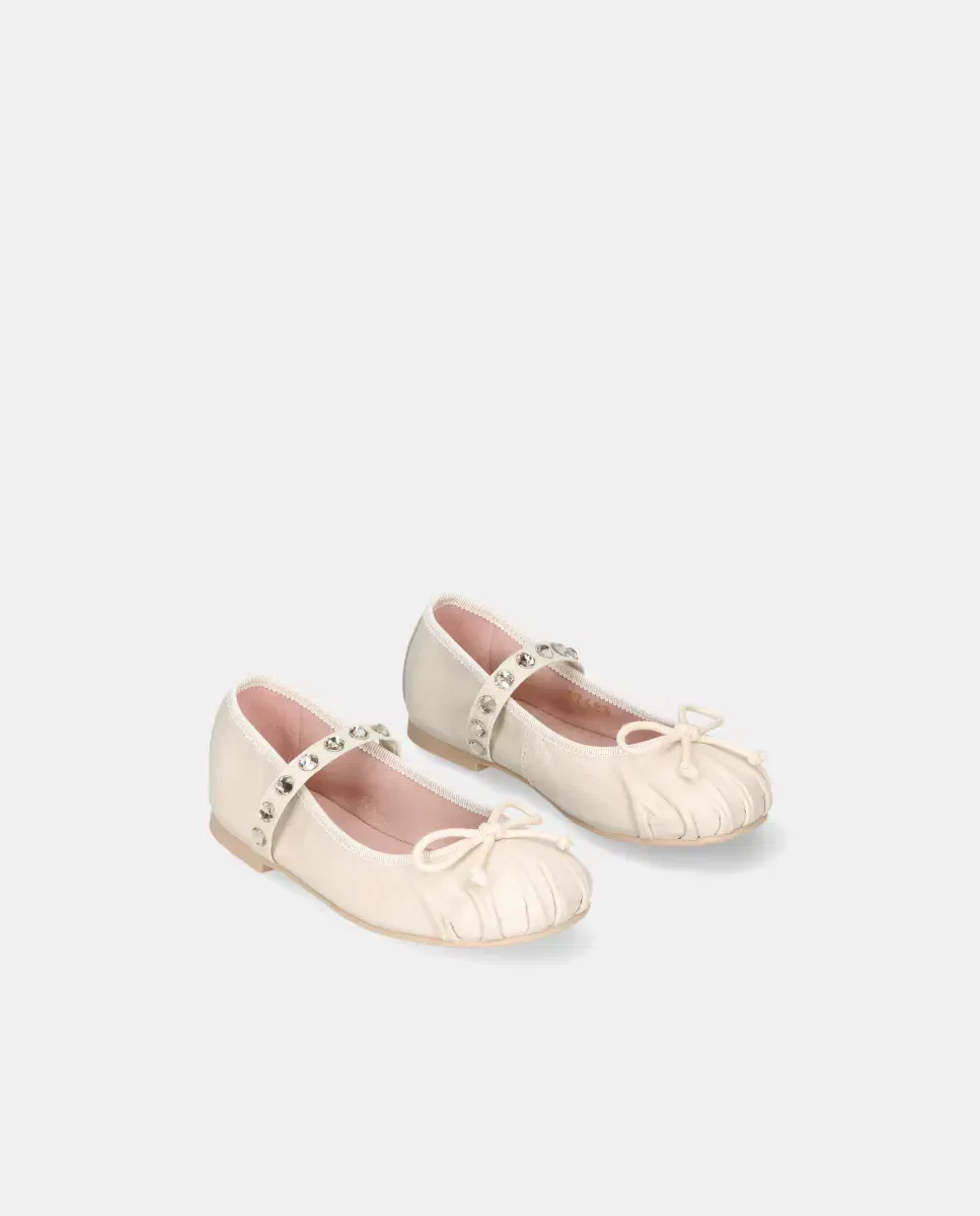 Детские балетки для девочек из мягкой кожи Hannah Pretty Ballerinas, Marfil — фото 3