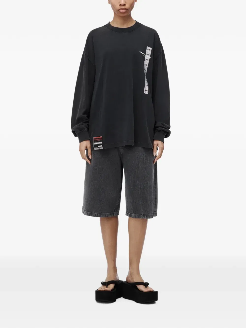 Футболка с длинными рукавами и графическим принтом Alexander Wang, черный — фото 2