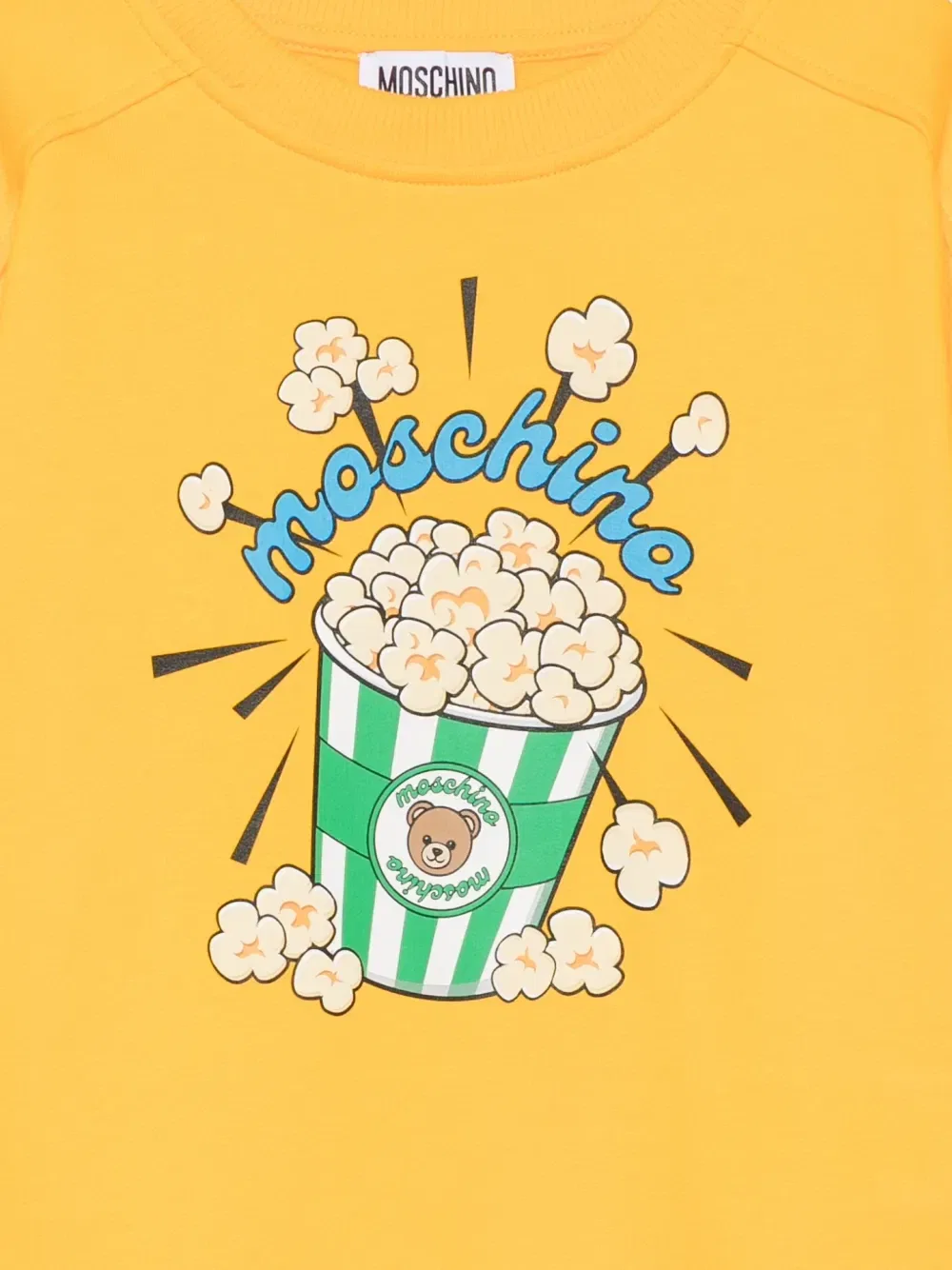Свитшот с принтом попкорна и Тедди Беар Moschino Kids, желтый — фото 3