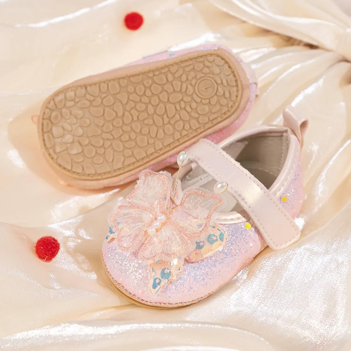 Детские туфли Мэри Джейн для девочек с бантом HsdsBebe, Pink — фото 3