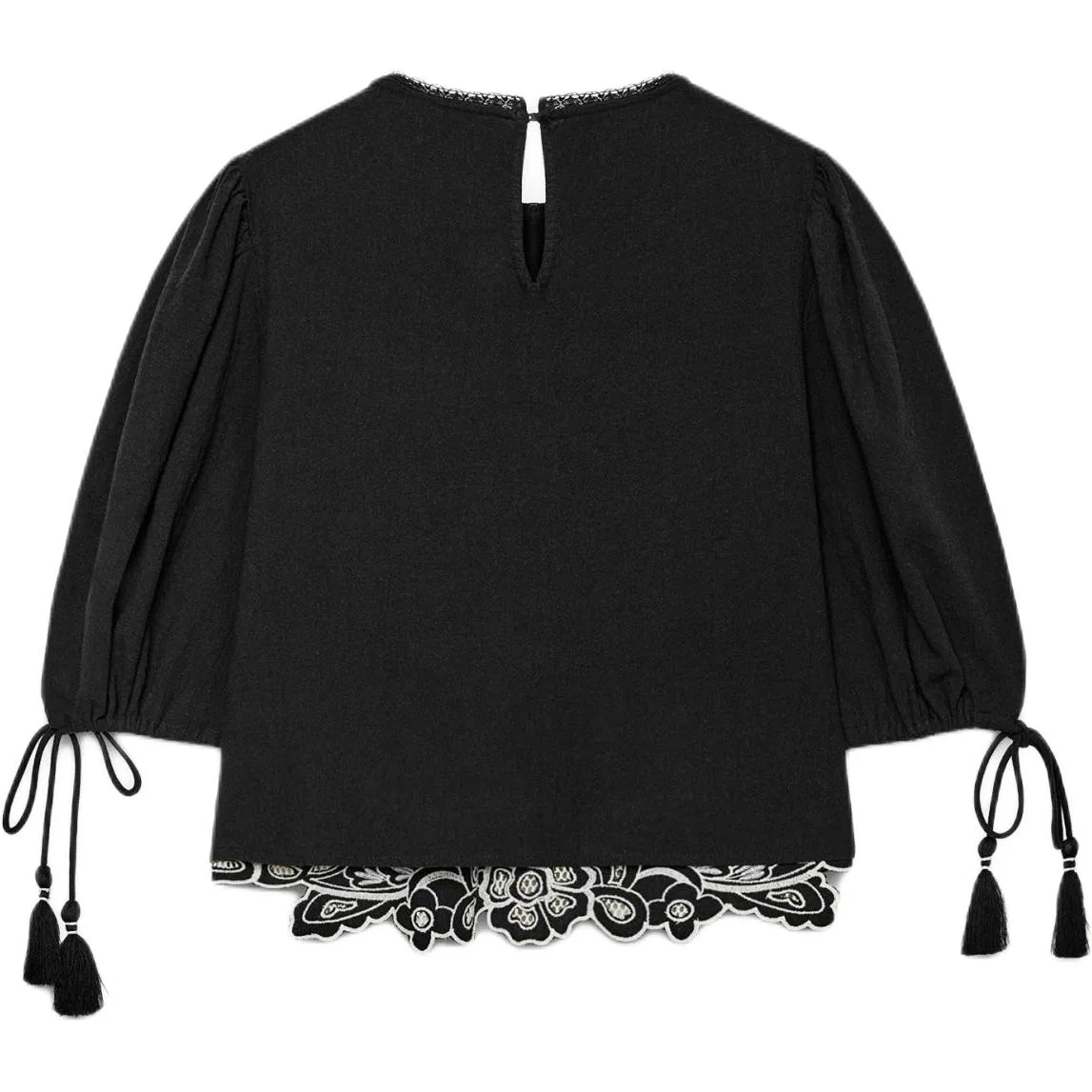 Женская рубашка с круглым вырезом, Black, ZARA — фото 3