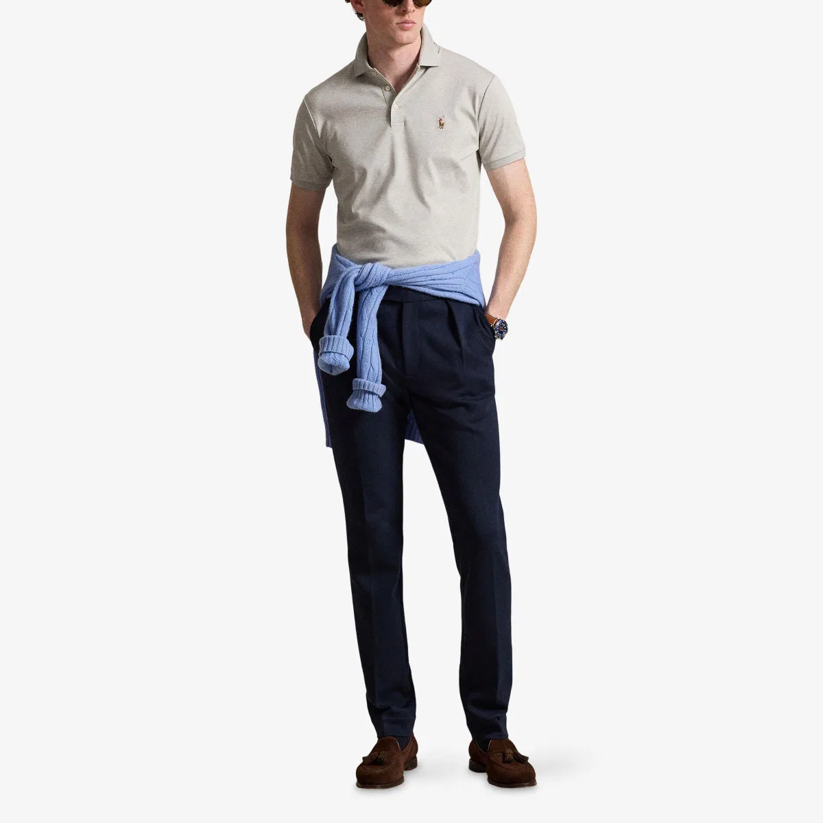 Хлопковая рубашка-поло с короткими рукавами и вышитым логотипом бренда Polo Ralph Lauren — фото 2