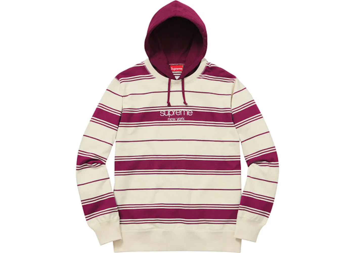 Мужская худи с капюшоном в полоску Supreme Crewneck, Magenta