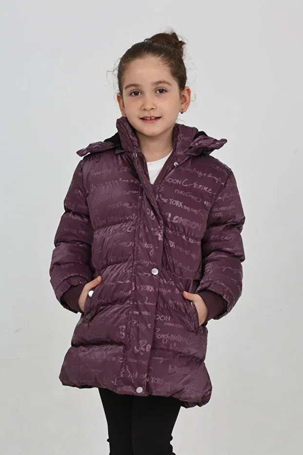Детское зимнее пальто для девочек с принтом Fivente, Purple