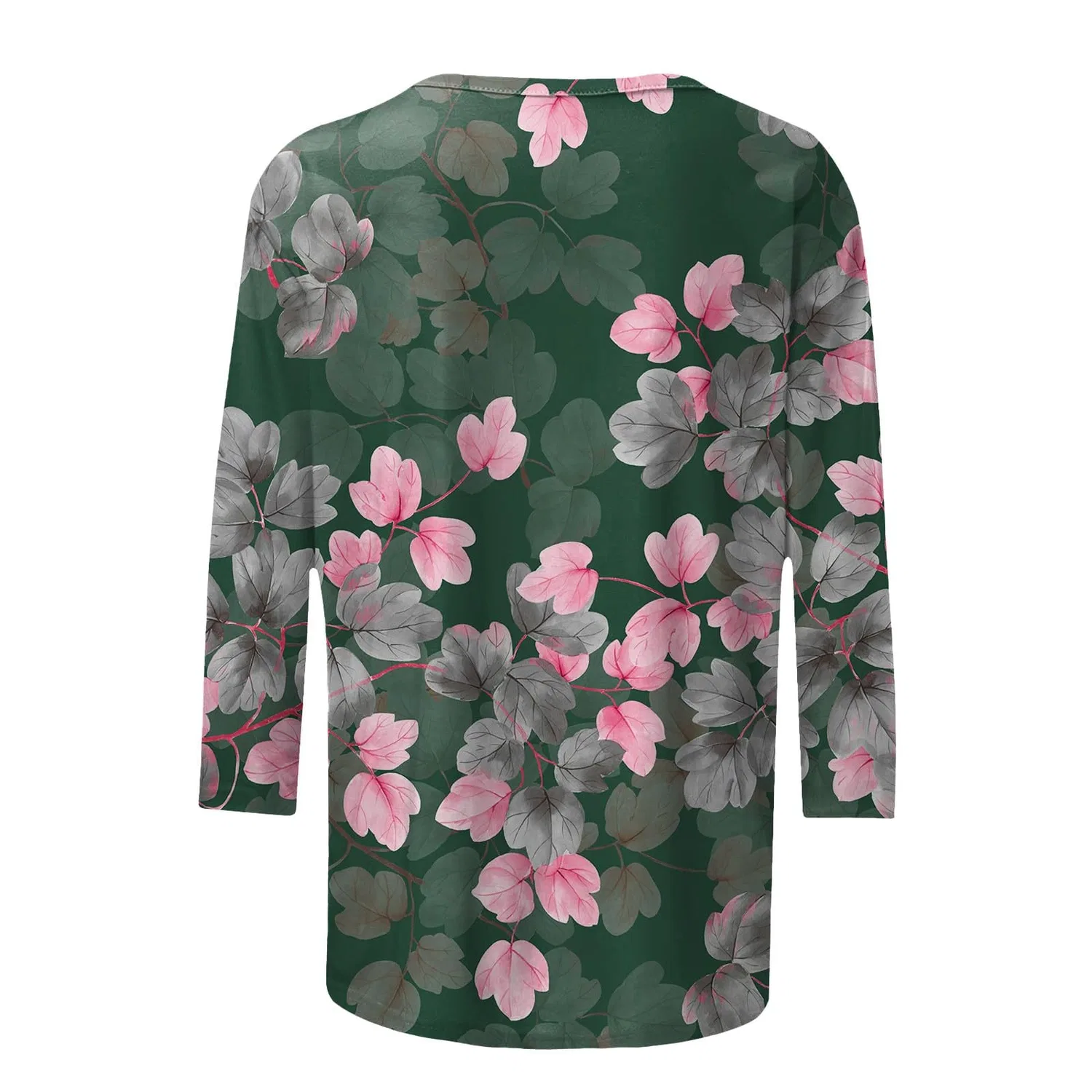 Женская футболка с принтом Plus Size T-Shirts 3/4 Sleeves T-Shirts Summer Round Neck Floral Print Casual Loose Blouses Fashion Thermal Neck, Ag #3 — фото 4