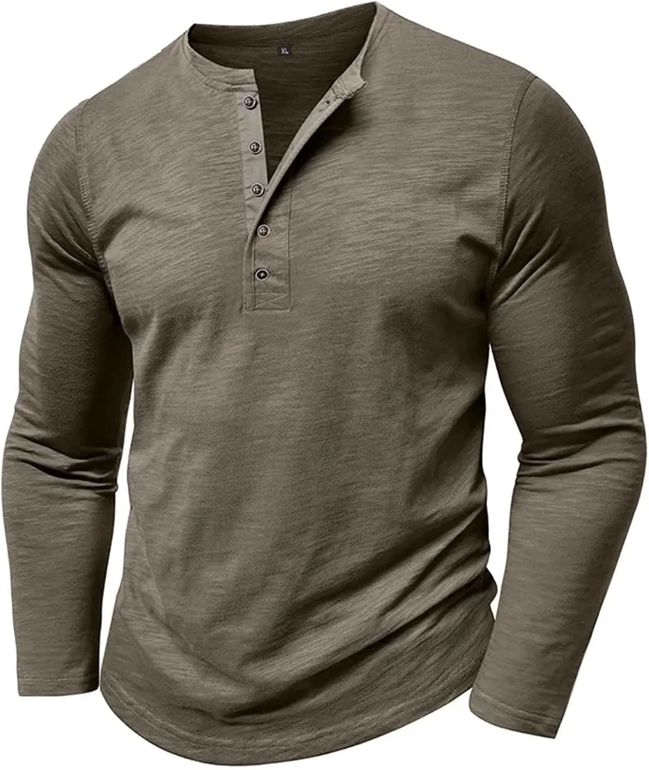 Мужская футболка с длинным рукавом хлопковая Casual Solid, Green — фото 4