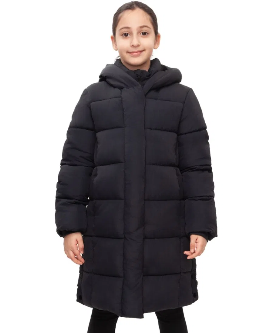 Пуховик Knee Length с капюшоном Rokka&Rolla, Black
