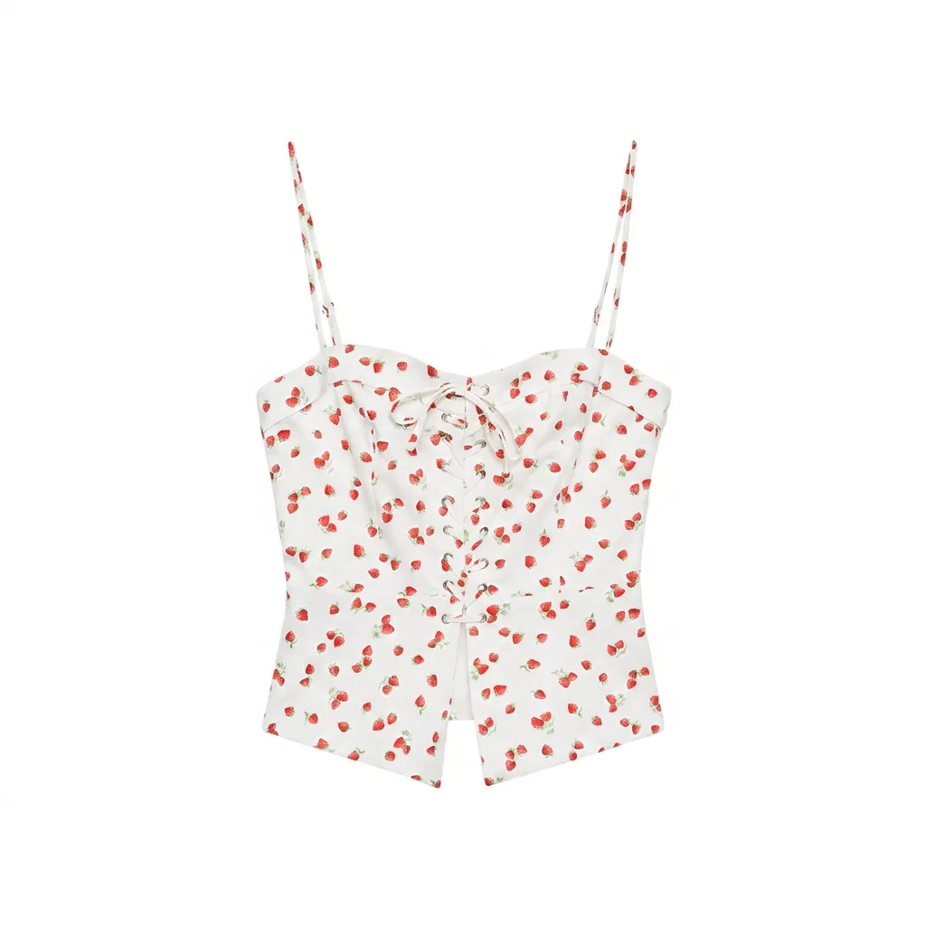 Женская майка-безрукавка с принтом ZARA, White/Red