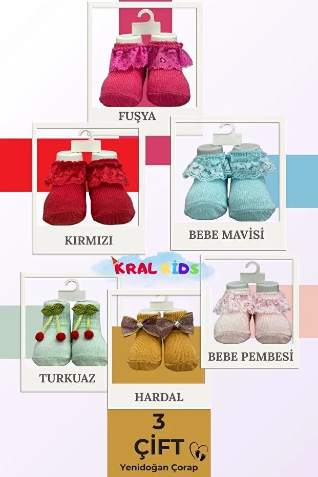 Детские носки для девочек хлопковые комплект 3 предмета Kral Socks, Pink White