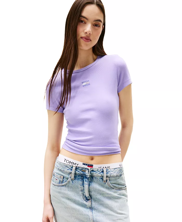 

Женская футболка с логотипом в рубчик Tommy Jeans, фиолетовый