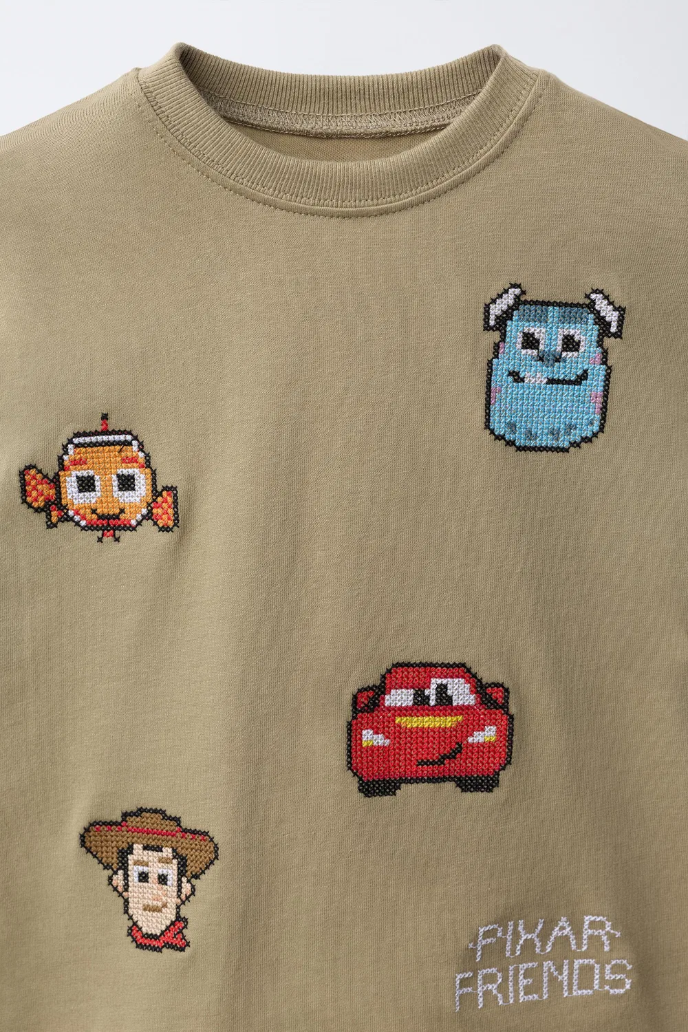 Футболка с вышивкой крестиком DISNEY PIXAR ZARA, Light brown — фото 3