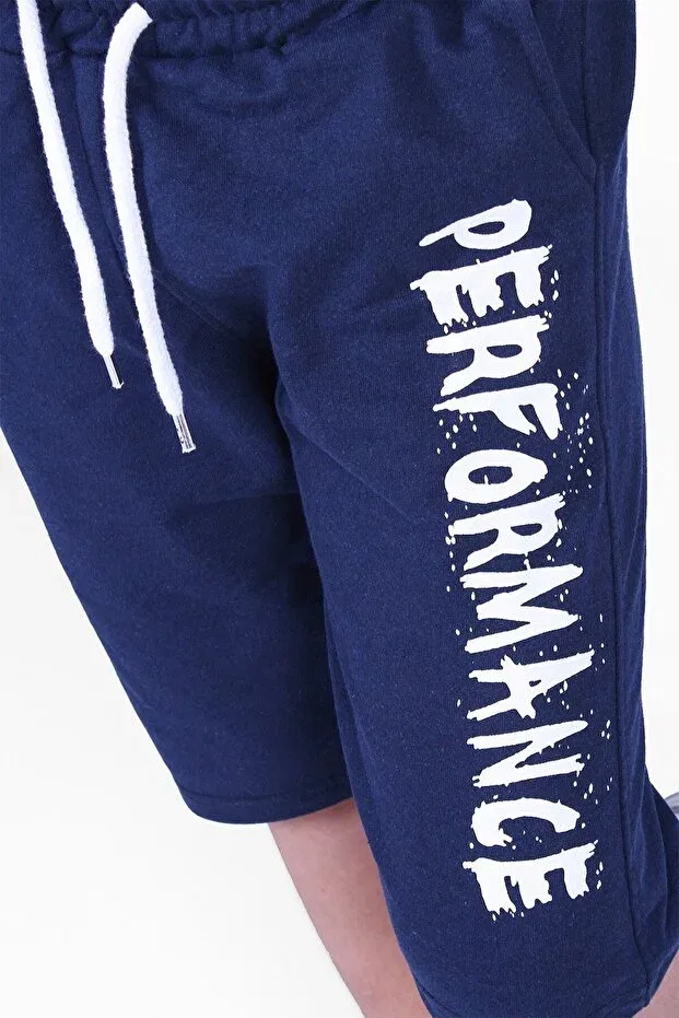 Детские шорты для мальчиков с принтом Performance Letter Printed Fyk Kids, Navy Blue — фото 4