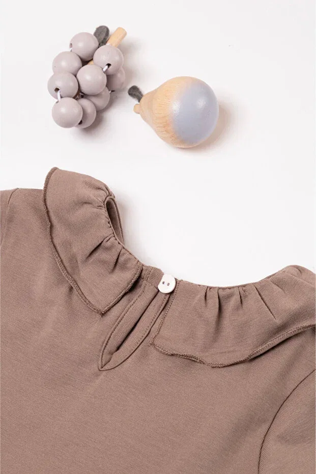 Детская футболка для девочек хлопковая Basic Vauva, Brown — фото 4