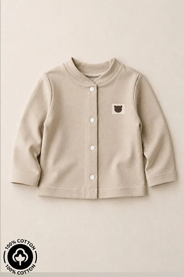 Детский кардиган с принтом Teddy Bear Crest Miniel, Beige