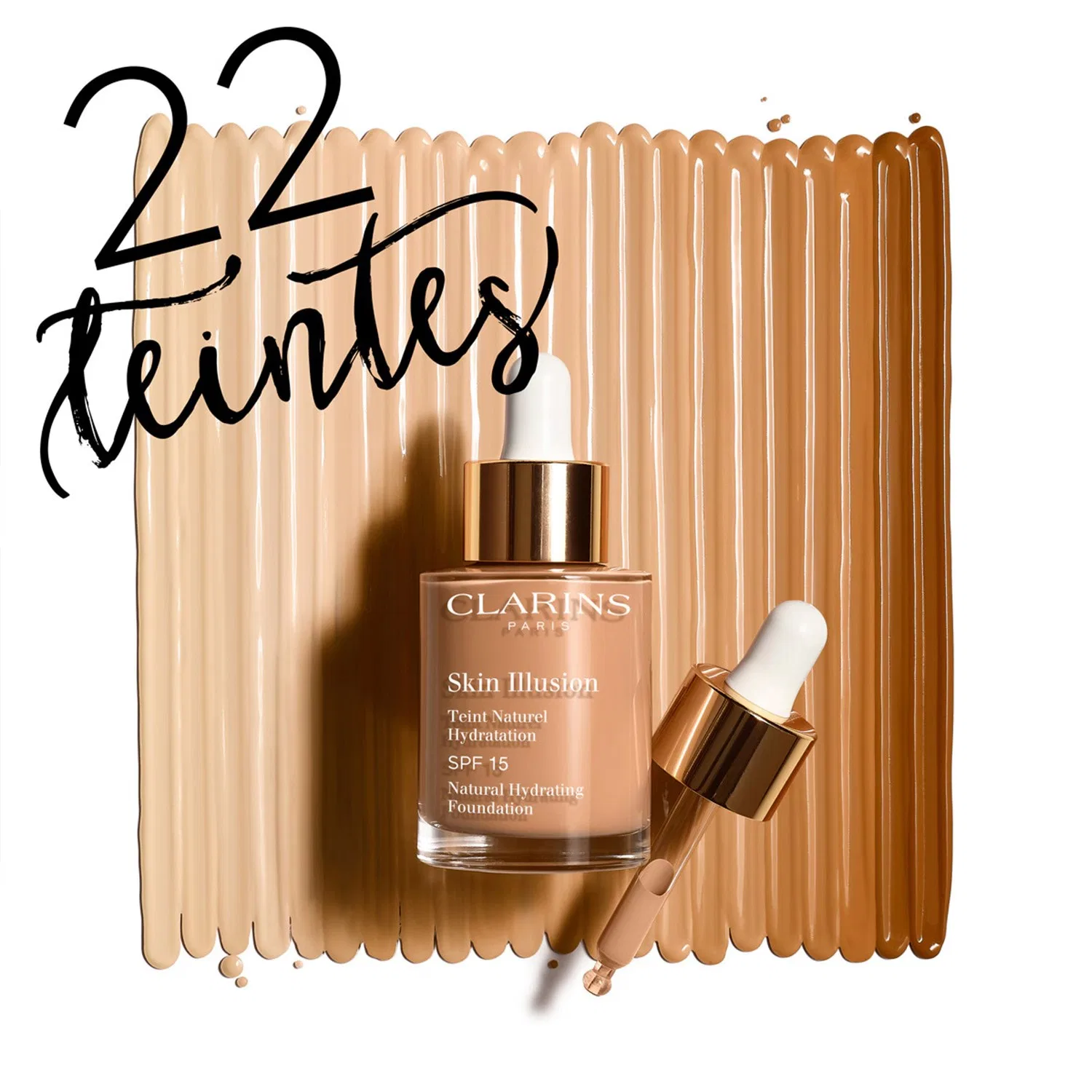 Флюид-основа Skin Illusion SPF 15, 30 мл, с экстрактом гете, CLARINS, 110 Honey — фото 4