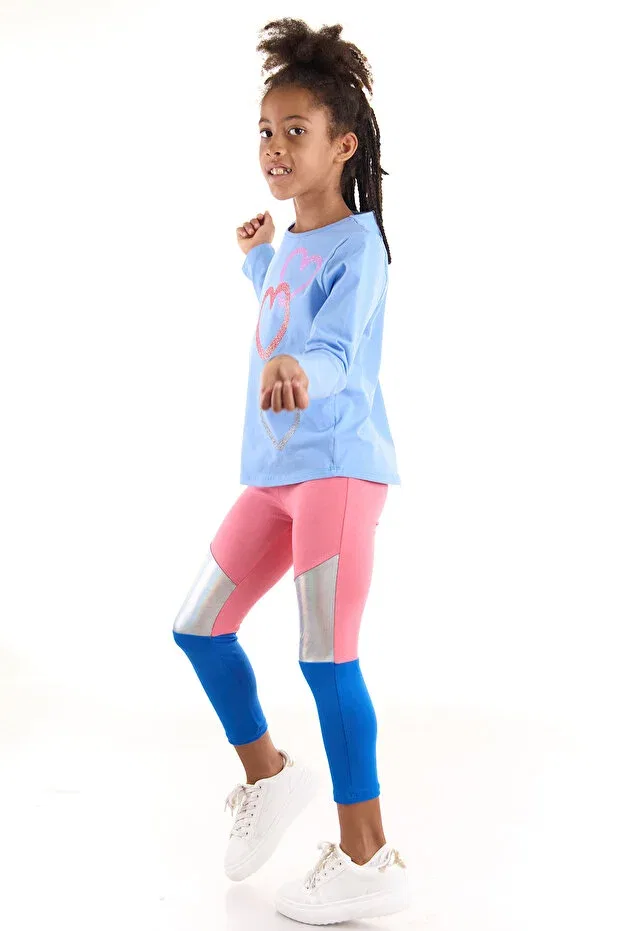 Детские леггинсы для девочек хлопковые Color Block Colorinas, Indigo-Pink