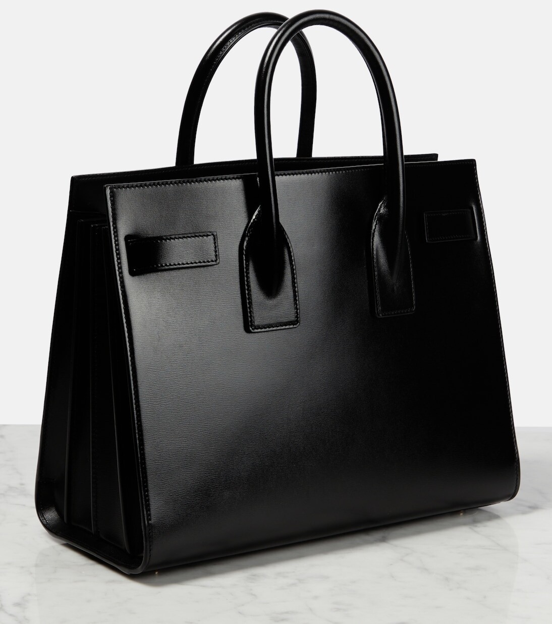 Маленькая кожаная сумка-тоут sac de jour Saint Laurent, черный — фото 4