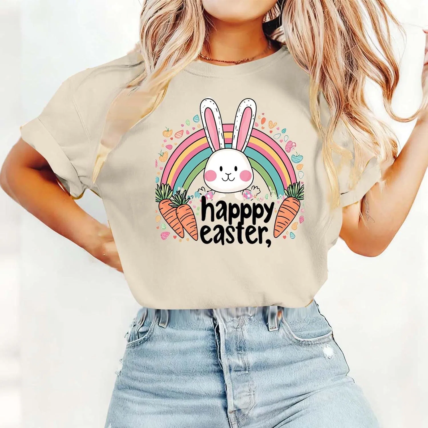 Женская футболка с пасхальным принтом Funny Easter Shirts, Beige — фото 4