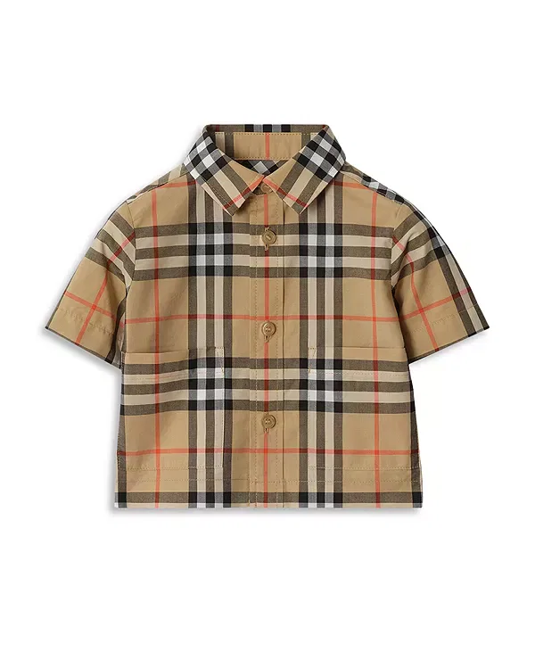 Детский комплект из рубашки и шорт с клеткой Carey Check Burberry, Sand Ip Check — фото 2